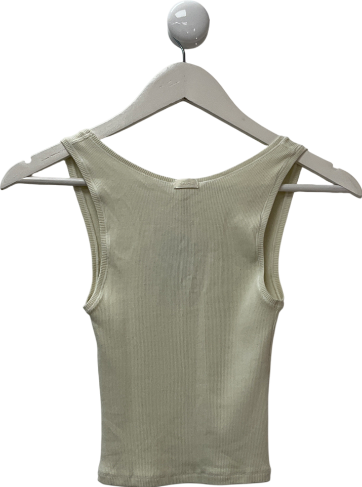 SKIMS Cream Cotton Ribbed Tank Top UK S