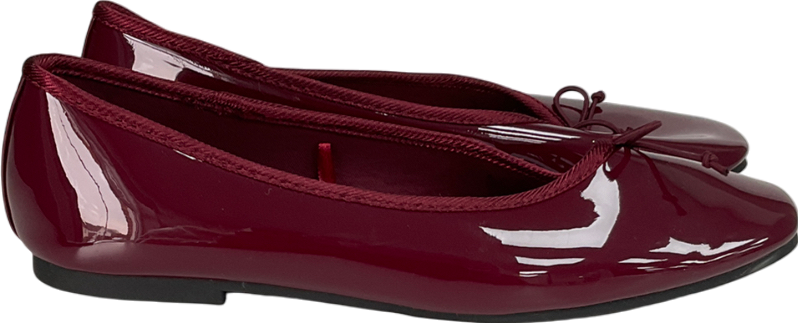 New Look Burgundy Patent Leather-look Ballerina Pumps UK 5 EU 38 👠