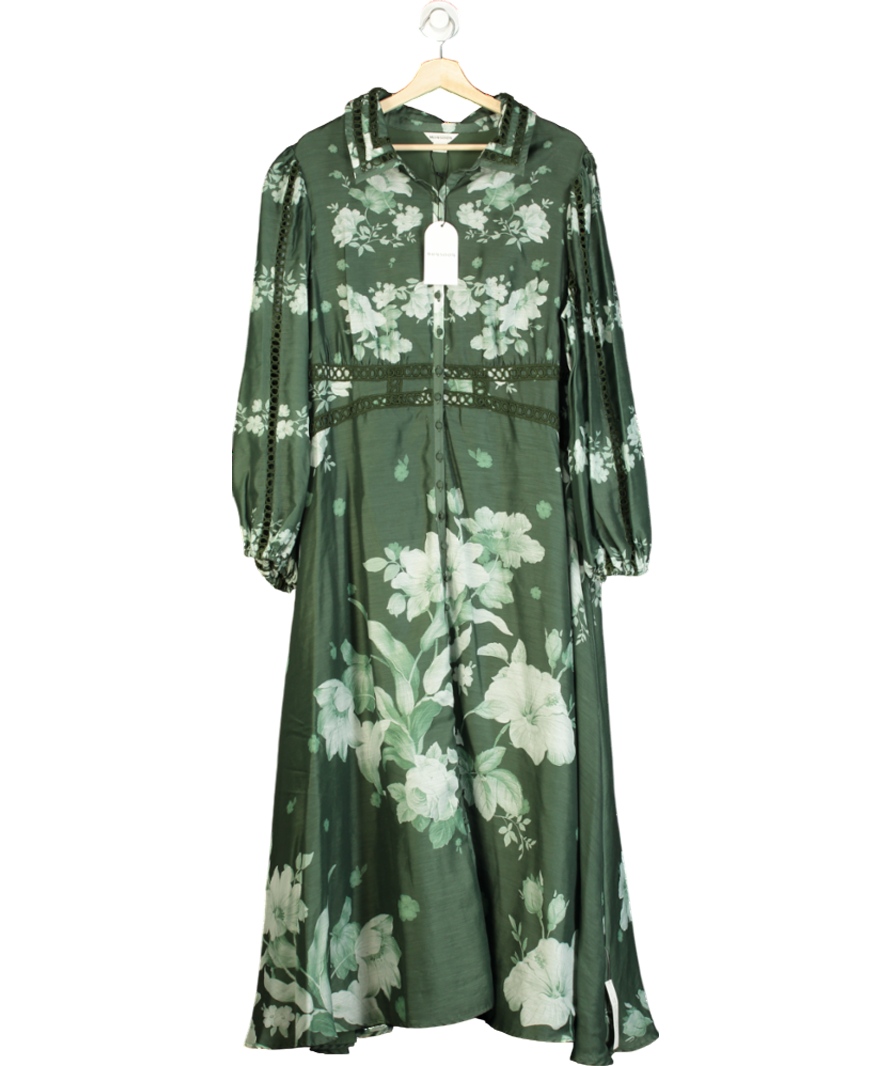 Monsoon Green Amari Floral Midi Shirt Dress UK 22