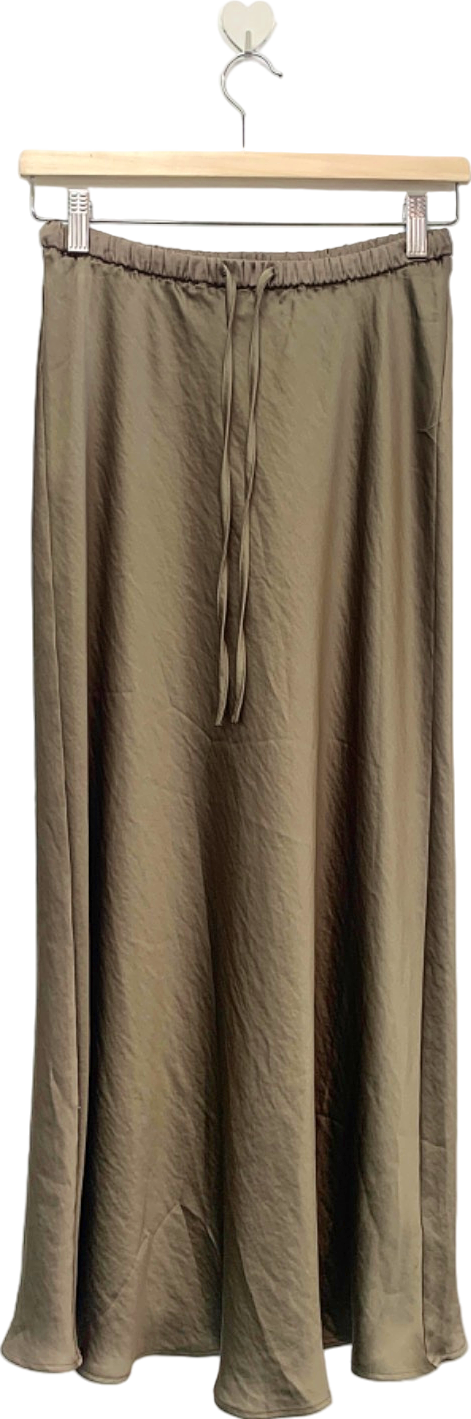 M&S Collection Taupe satin Midi Slip Skirt Regular Length Size 14