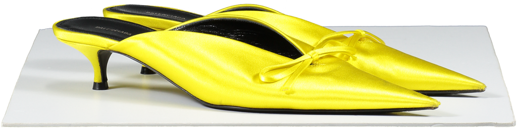 Balenciaga Satin Knife Bow Mules 40 In Yellow UK 6 EU 39 👠