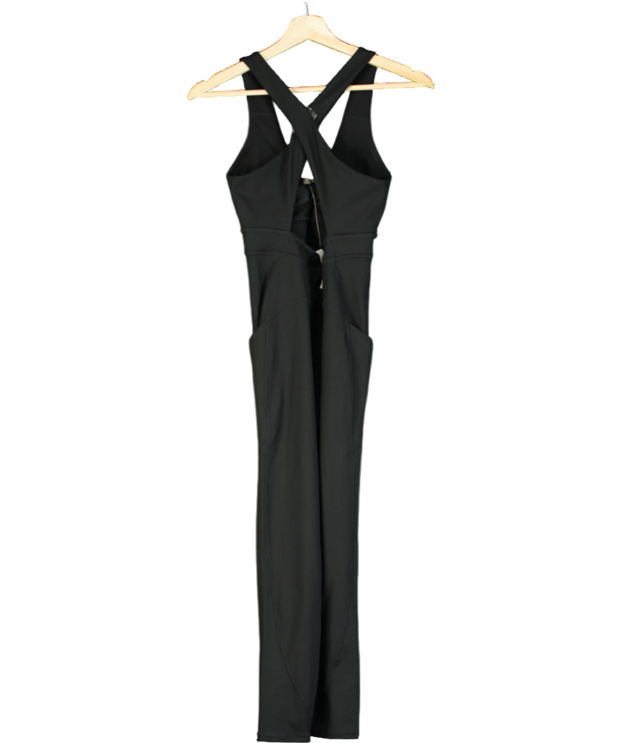 Fabletics Black Twist Front Tie Oasis Rib Pocket Jumpsuit UK S