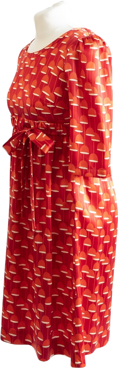 ORLA KIELY Red 100% Silk Printed Mini Dress Sz1 UK 8