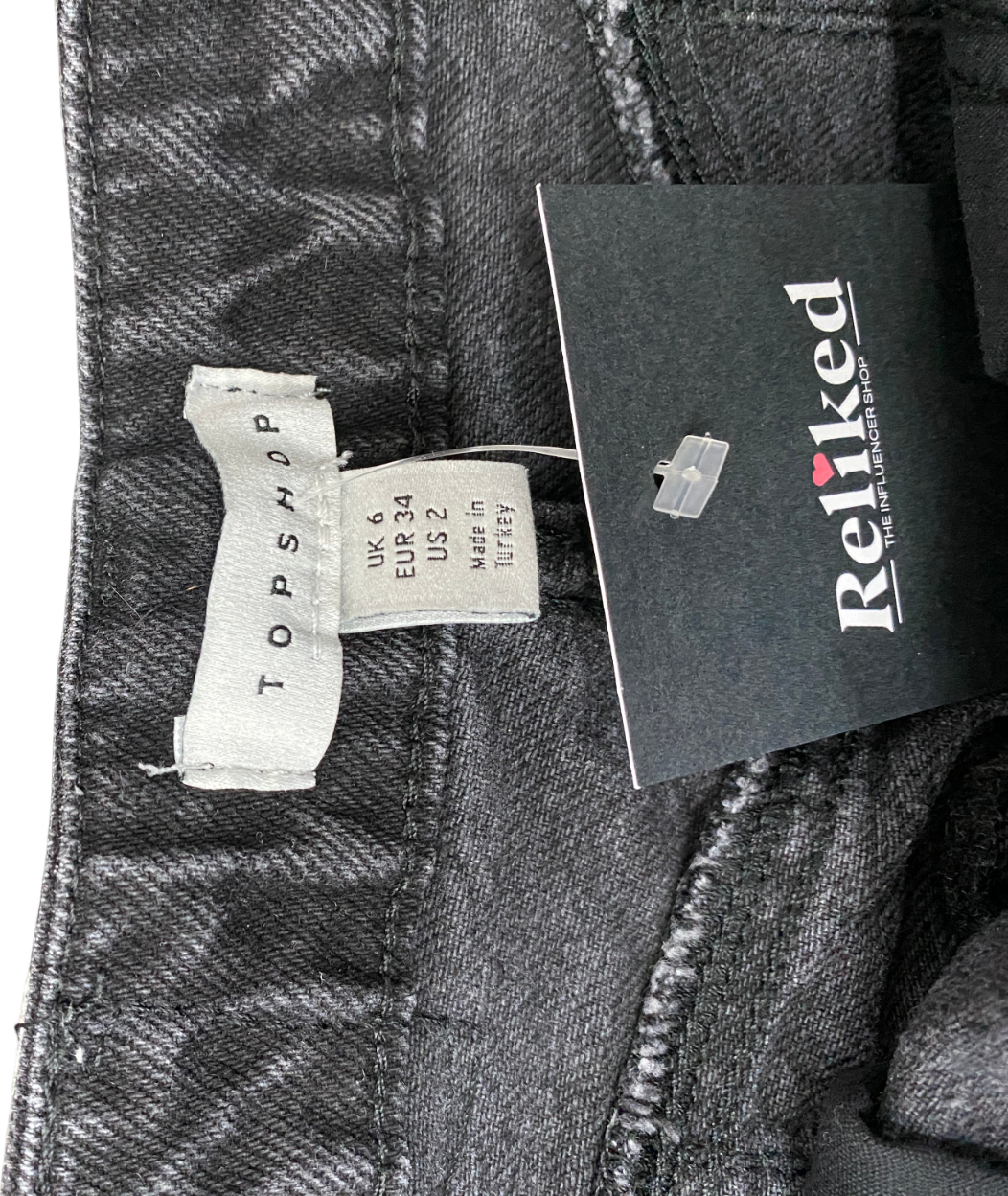 Topshop Black Denim Maxi Skirt UK 6