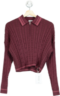 Gymshark Burgundy Rest Day Cable Knit Pullover UK XS