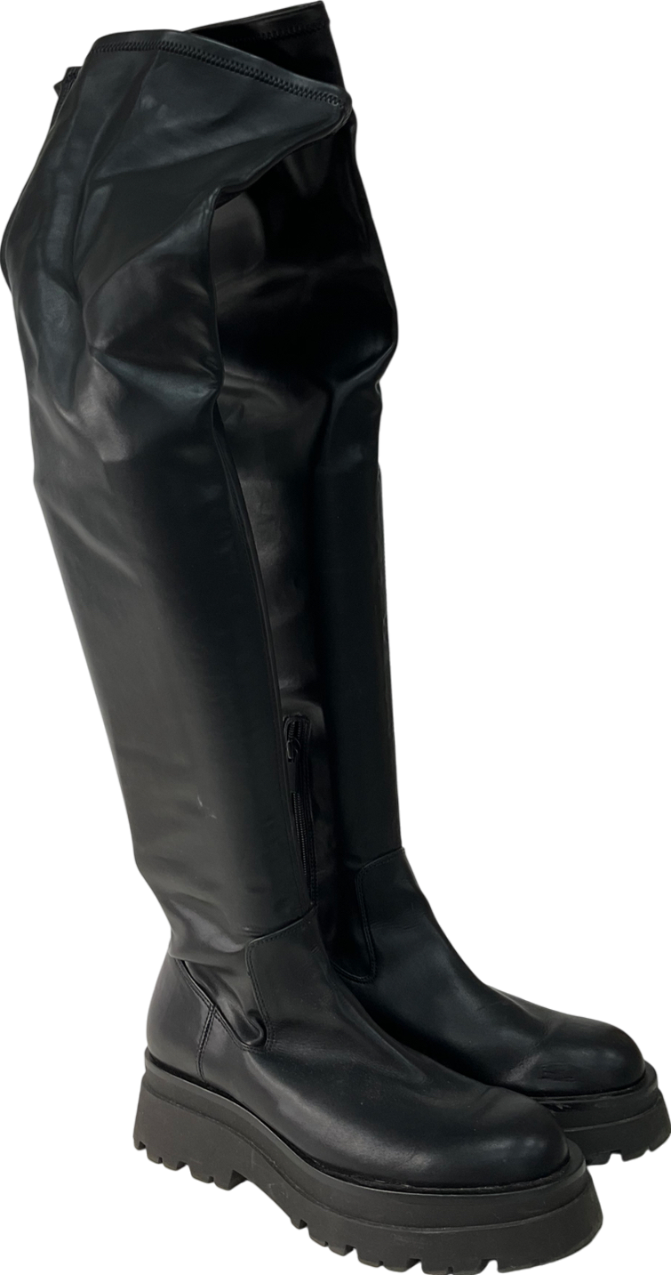Stradivarius Black Women's Flat Knee-high Boots UK 6 EU 39 👠