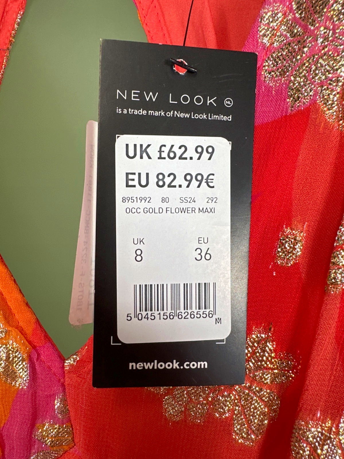 New Look Multicolour Gold Flower Maxi Dress UK 8
