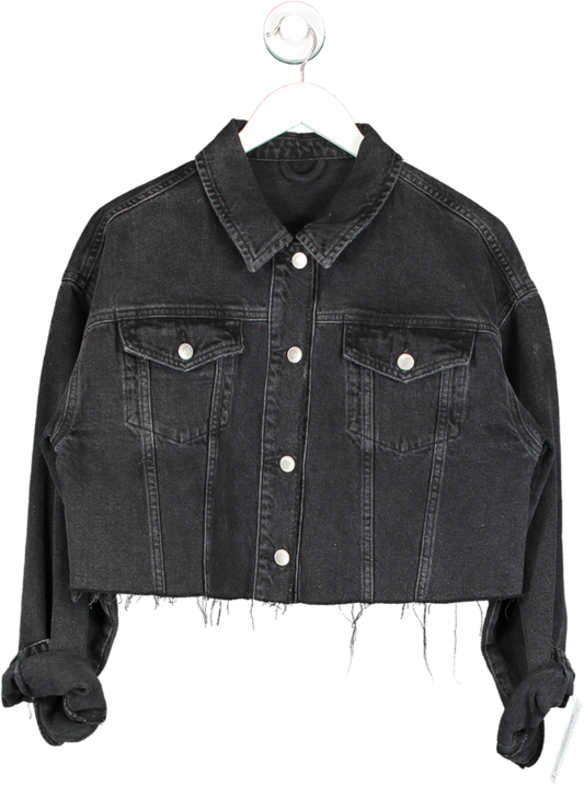 Black Denim Cropped Jacket UK M