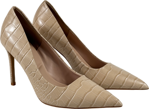 DUNE Nude Assured Beige Embossed Leather High Heel Shoes UK 6 EU 39