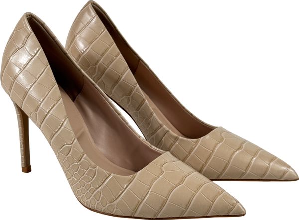 DUNE Nude Assured Beige Embossed Leather High Heel Shoes UK 6 EU 39
