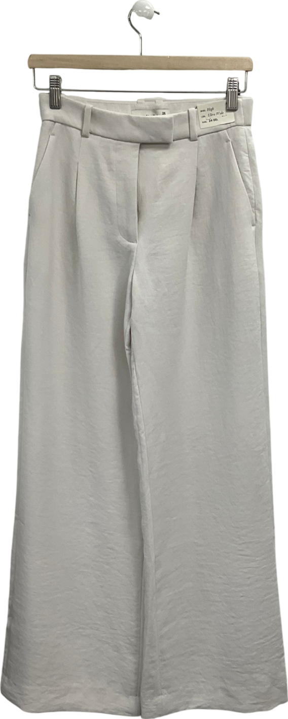 Abercrombie & Fitch Cream Sloane Ultra Wide High Rise Tailored Trousers W24