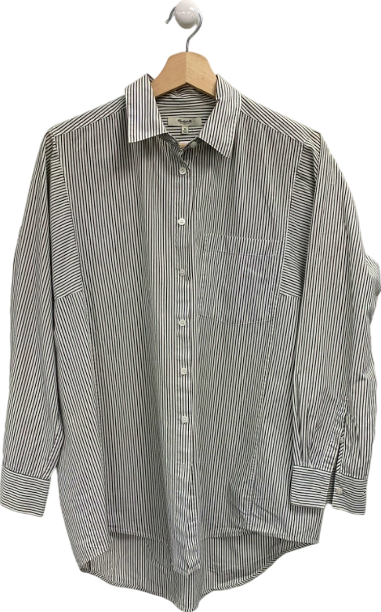 Madewell Black & White Striped Button-Up Shirt UK M