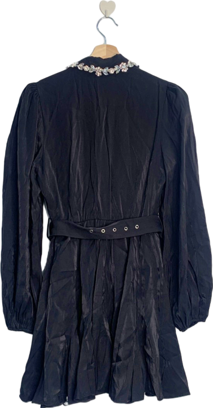 Fashion Nova Black Leah Embellished Mini Shirt Dress XS
