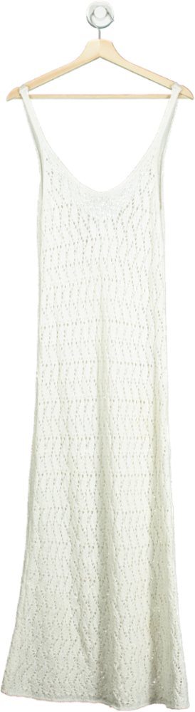 Oysho White Crochet Maxi Dress UK S