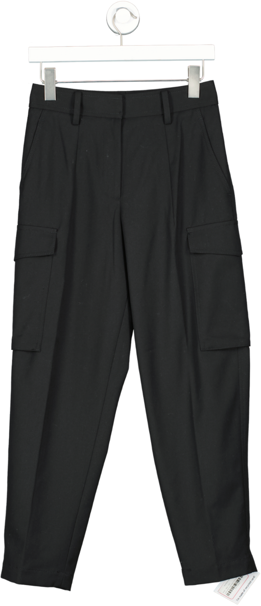 REISS Black Wool Blend Cargo Trousers UK 6
