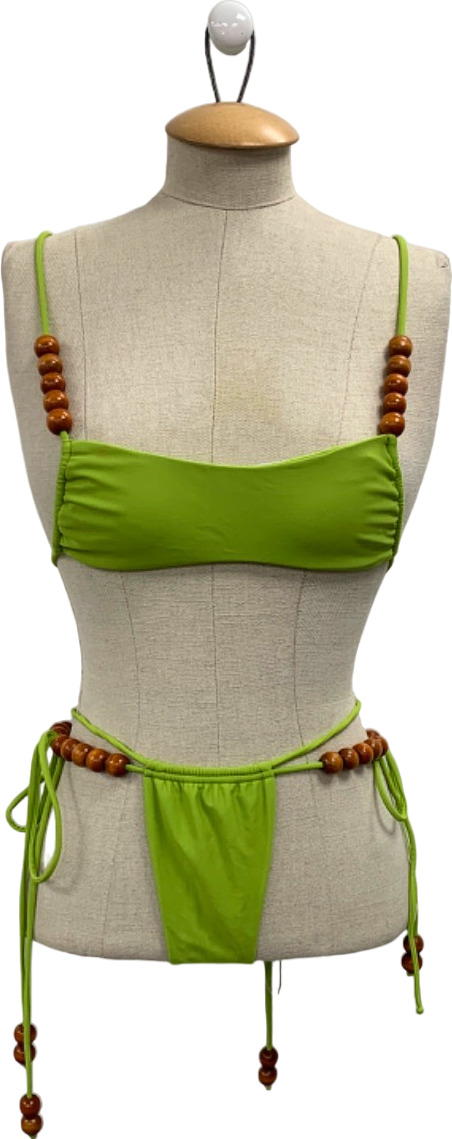 Bare Damsel Green Beaded Bikini Set UK XS