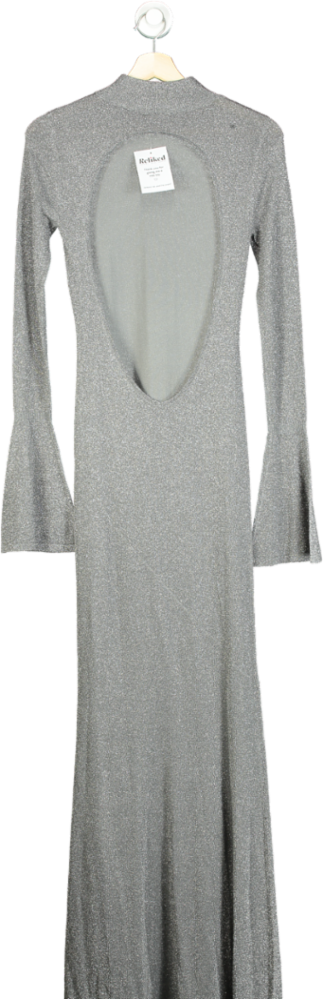 House of CB Silver Metallic Long Sleeve Maxi Dress XS