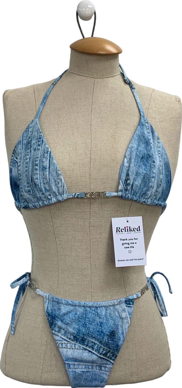 The Kript Blue Denim Bikini Set UK M