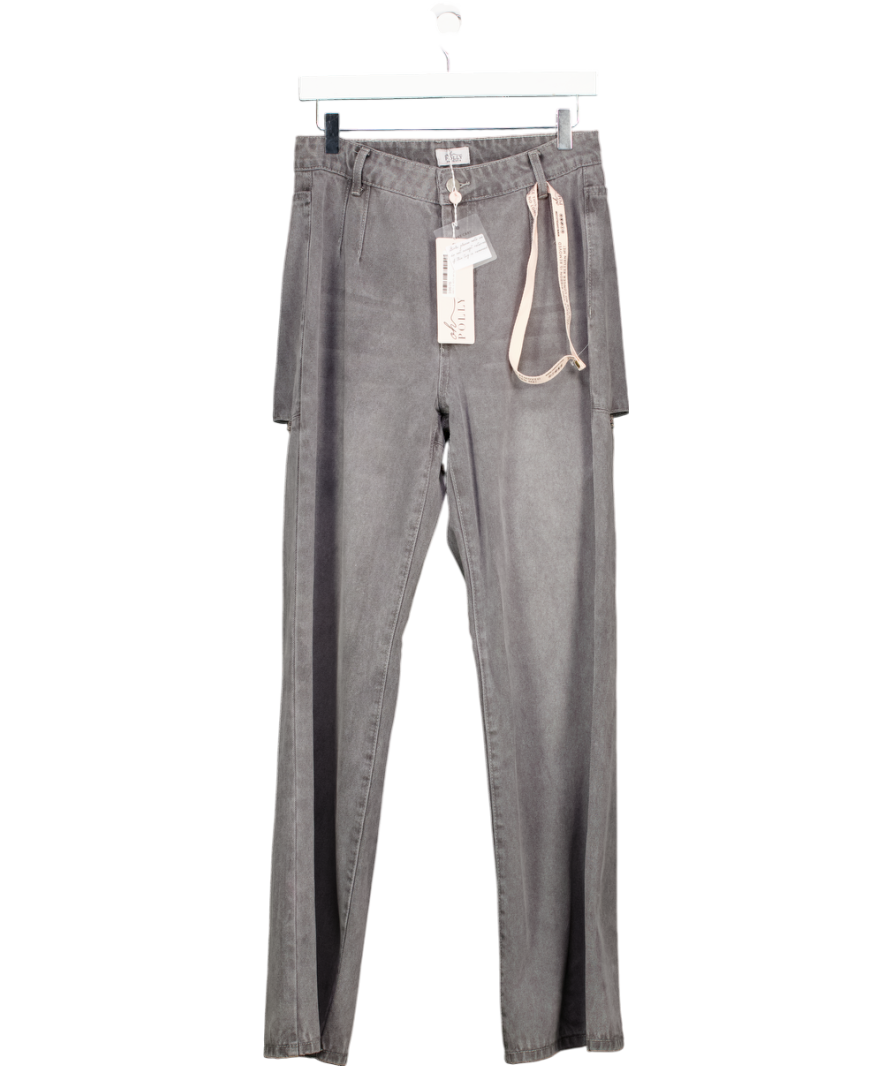 Oh Polly Grey High Rise Cheeky Diamante Jeans UK 10