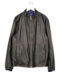 BOSS Black Nappa Leather / Blue Denim Reversible Bomber Jacket 48R UK XXXL