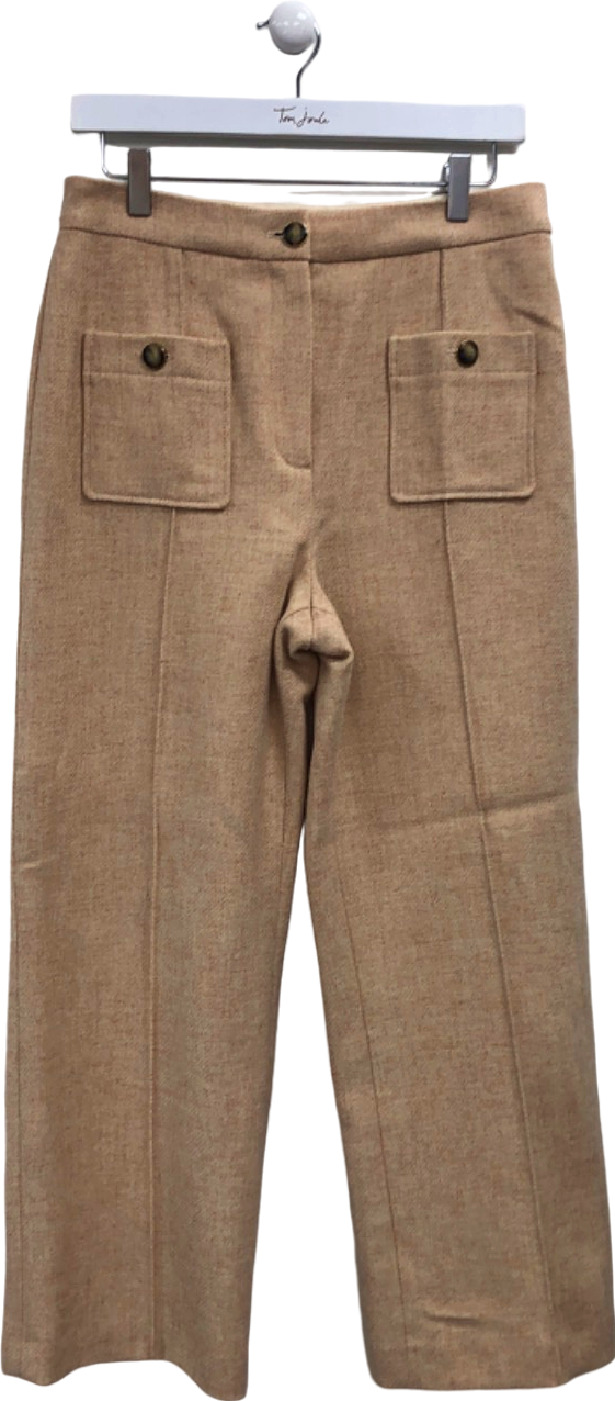 SÉZANE Beige Virgin Wool Emilio Trousers UK 10