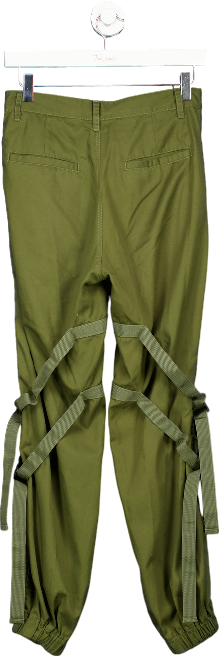 Motel Olive Green Strapped Cargo Trousers UK XS