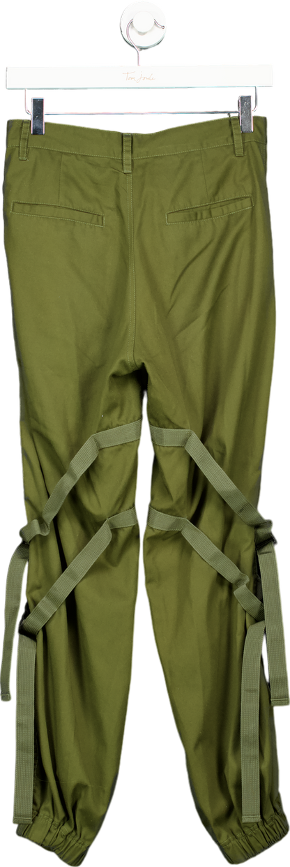 Motel Olive Green Strapped Cargo Trousers UK XS