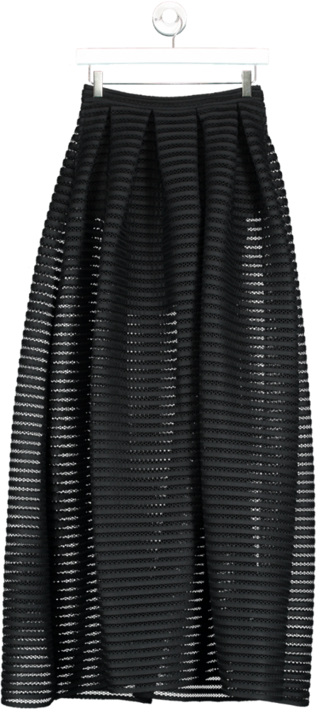 Maje Black Perforated Maxi Skirt UK S