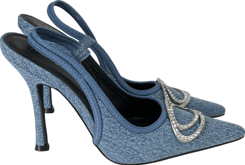 Fashion Nova Blue All Your Love Pumps - Denim Heels UK 6 EU 39 👠