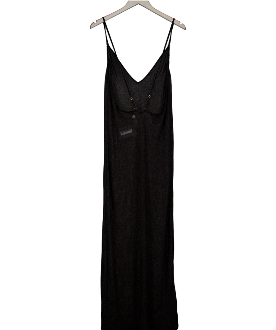 Bluebella Black Marlowe Long Chemise Metallic Dress UK 8