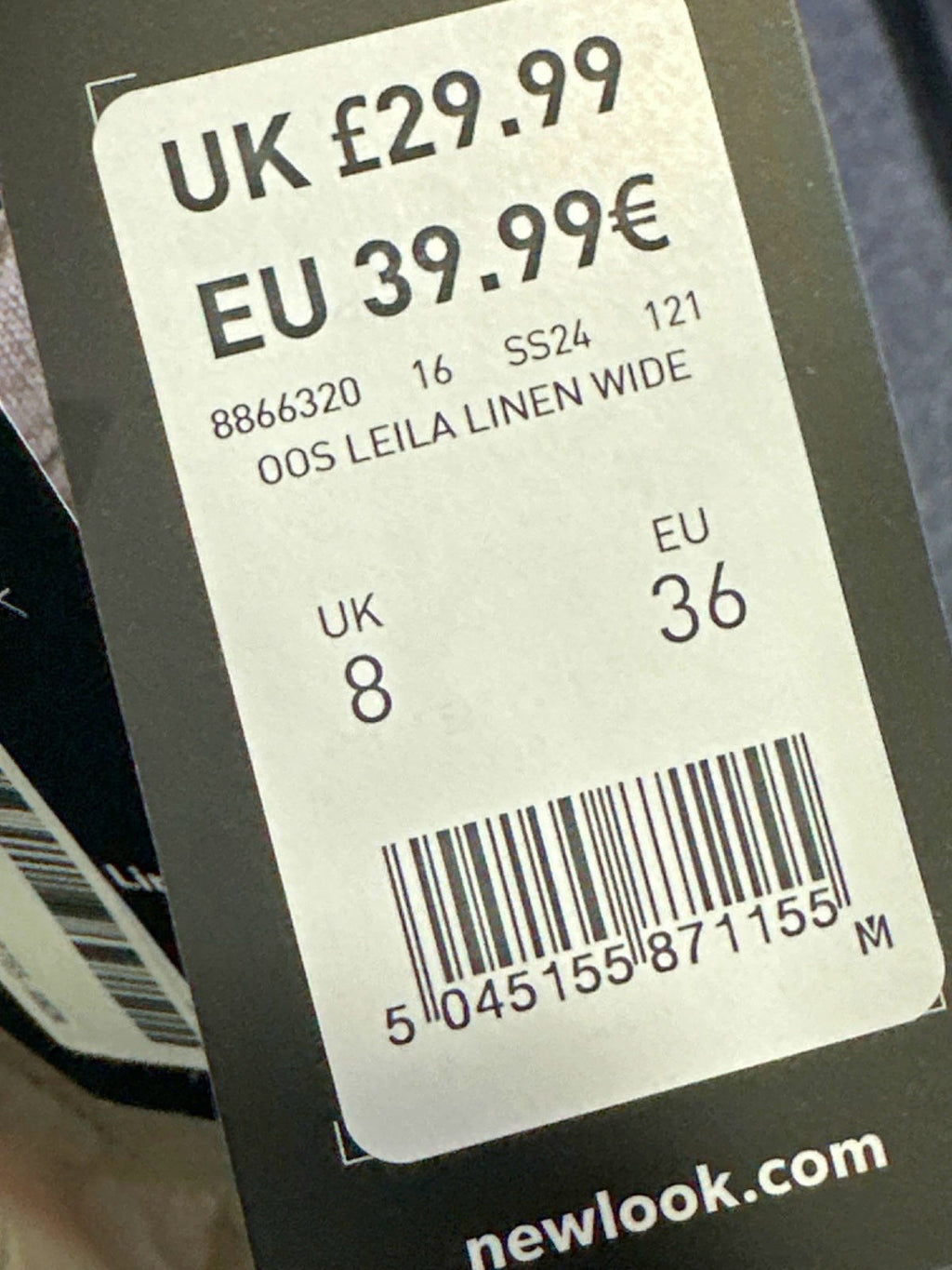 New Look Beige Leila Linen Wide Trousers UK 8