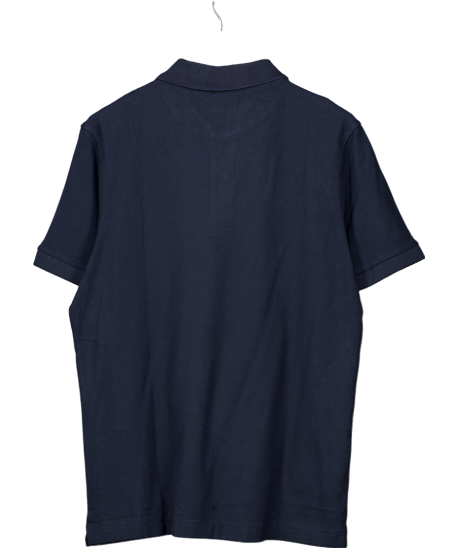 MANGO Navy Blue Cotton Pique Polo Shirt UK L