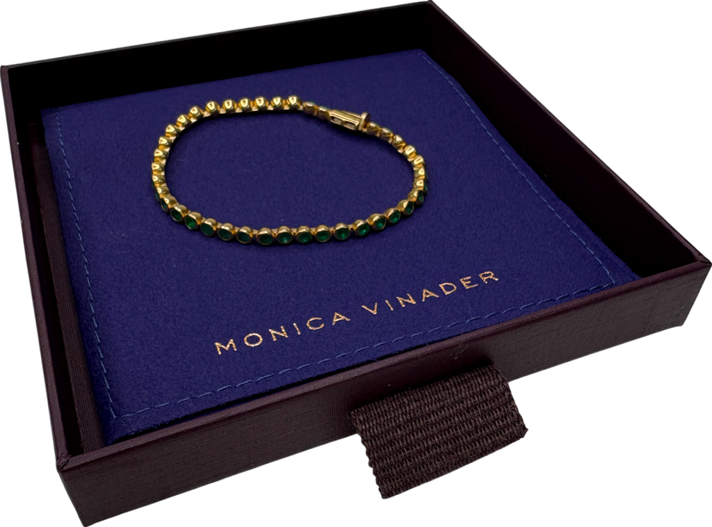Monica Vinader 18k Gold And Green Onyx Gemstone Essential Tennis Bracelet