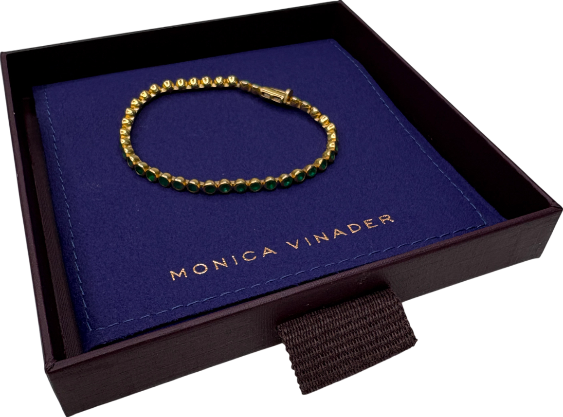 Monica Vinader 18k Gold And Green Onyx Gemstone Essential Tennis Bracelet