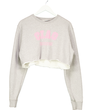 FIORUCCI Grey Ciao Fiorucci Cropped Graphic Sweatshirt UK L