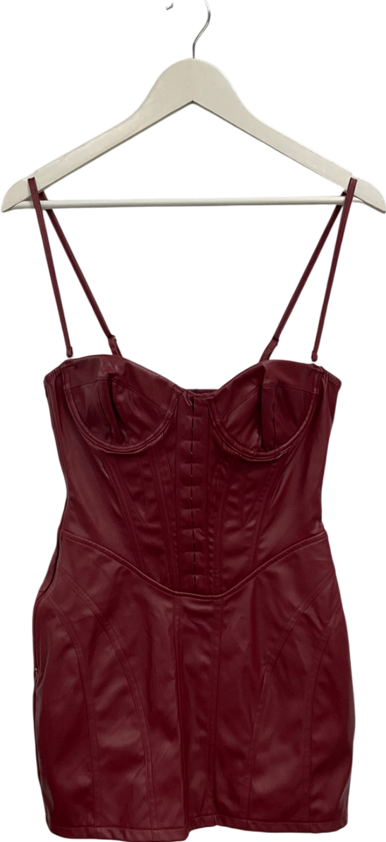Mars the Label Red The Sabrina Faux Leather Mini Dress UK 10