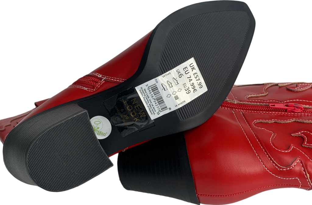 New Look Red Cowboy Boots UK 6 EU 39 👠