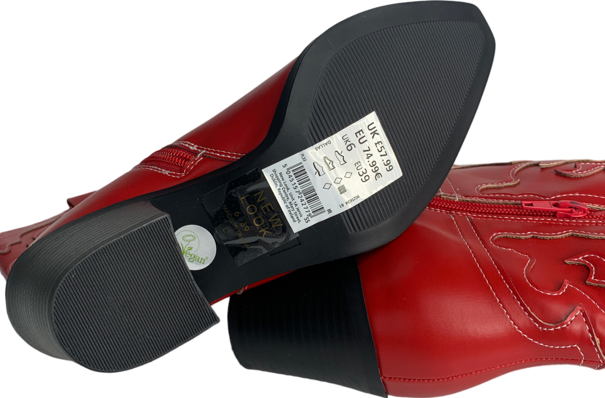 New Look Red Cowboy Boots UK 6 EU 39 👠