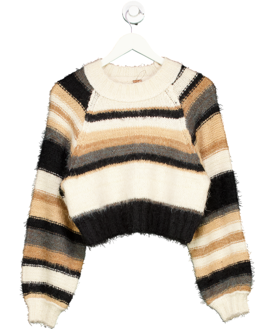 Free People Beige Snowbird Striped Sweater UK XS