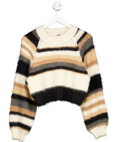 Free People Beige Snowbird Striped Sweater UK XS