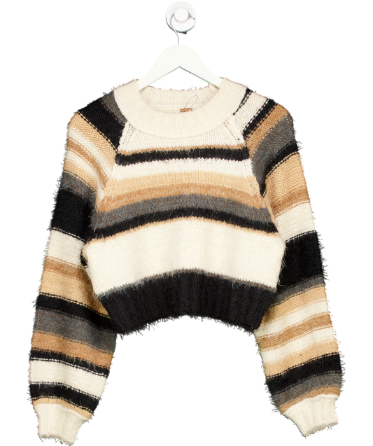 Free People Beige Snowbird Striped Sweater UK XS