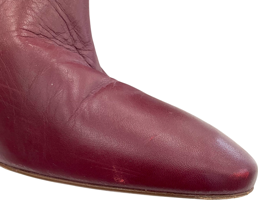 ZARA Red Burgundy Leather Knee High Boots UK 8 EU 41 👠