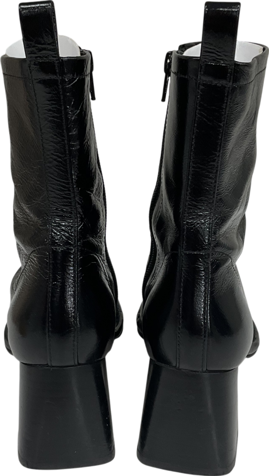 River Island Black Leather Stitched Block Heeled Boots UK 5 EU 38 👠