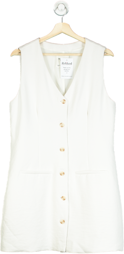 Abercrombie & Fitch White Sleeveless Button Front Dress UK L