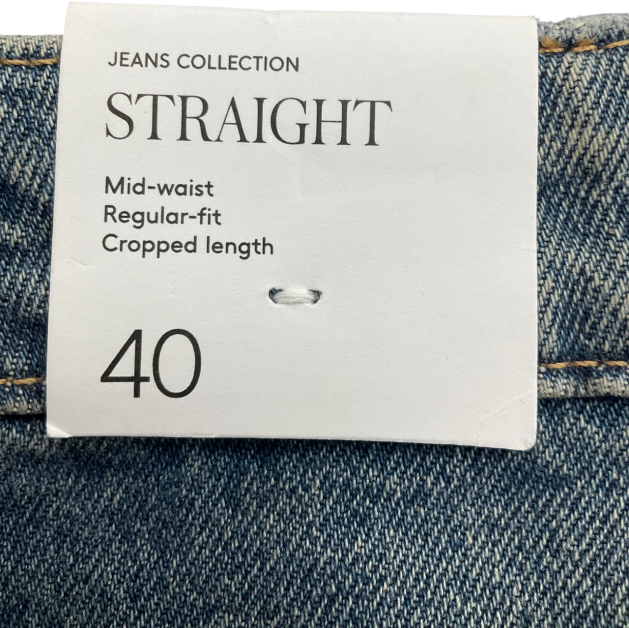 MANGO Blue Blanca Straight Leg Mid Waist Cropped Jeans UK 12