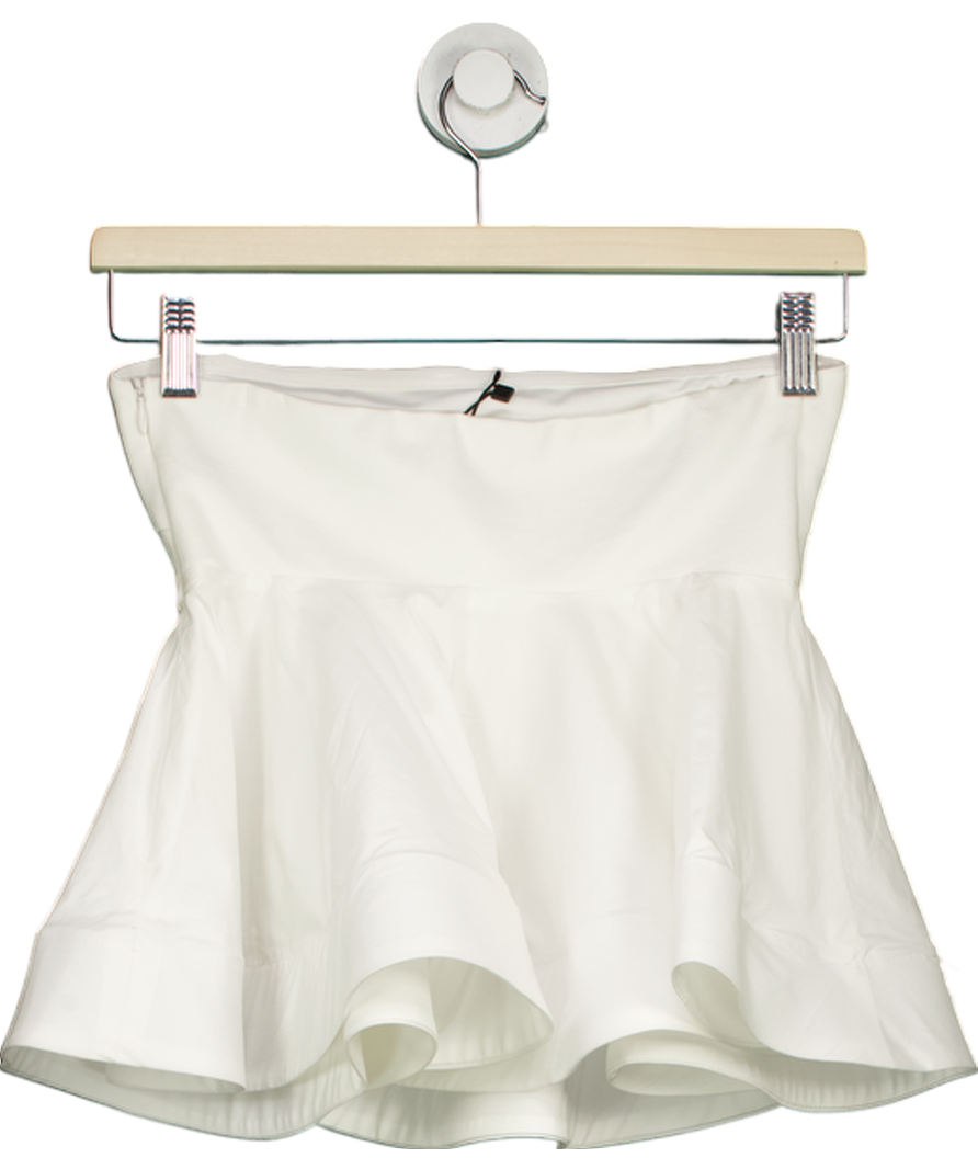 Karen Millen White Ruffle Hem Ponte And Cotton Jersey Bandeau Top UK XS