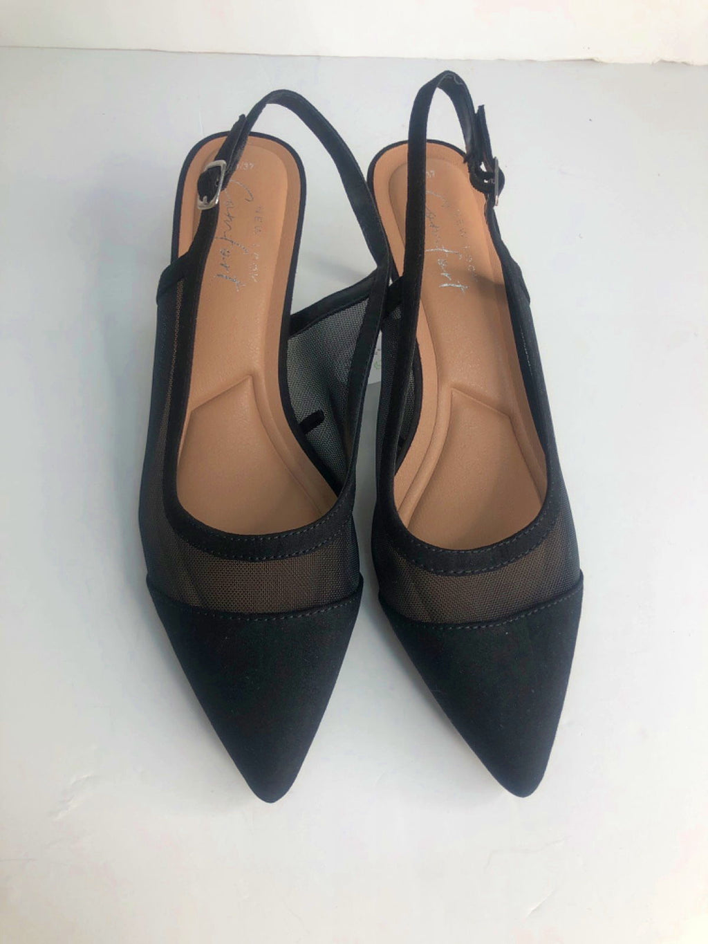 New Look Black Mesh Slingback Heels Comfort UK 4