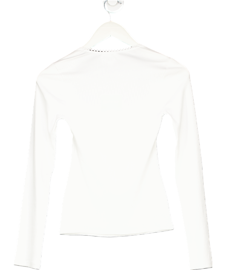 Rouje White Ivanka Long Sleeve Cotton Top UK 10