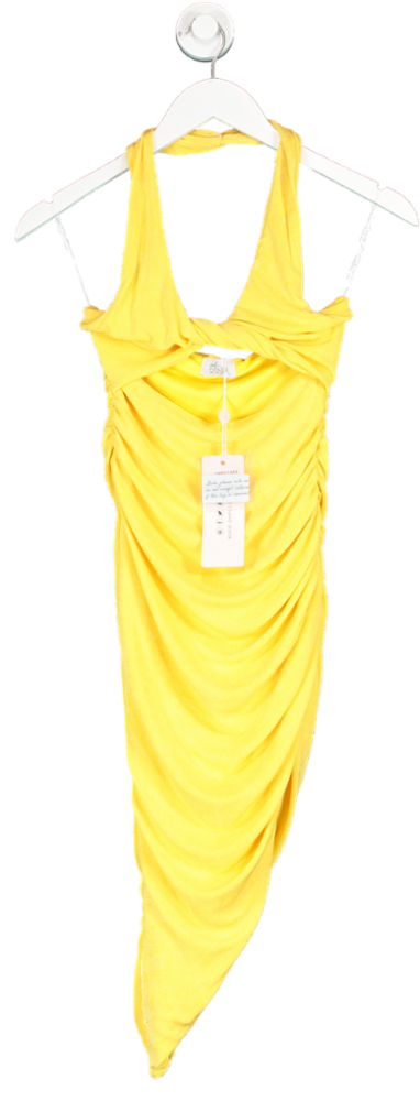 Oh Polly Zoya Halter Neck Draped Midi Dress In Yellow UK 8