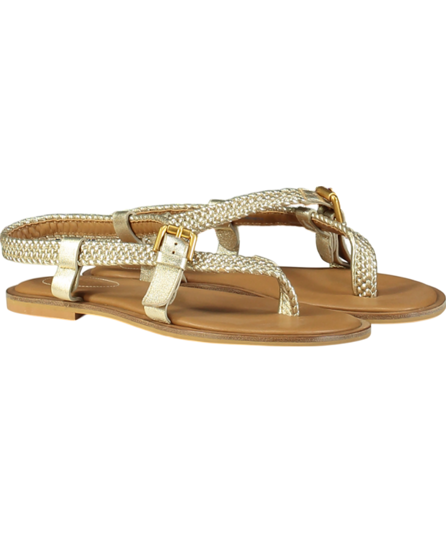 See by Chloé Brown Woven Faux Leather And Leather Sandals UK 3 EU 36 👠